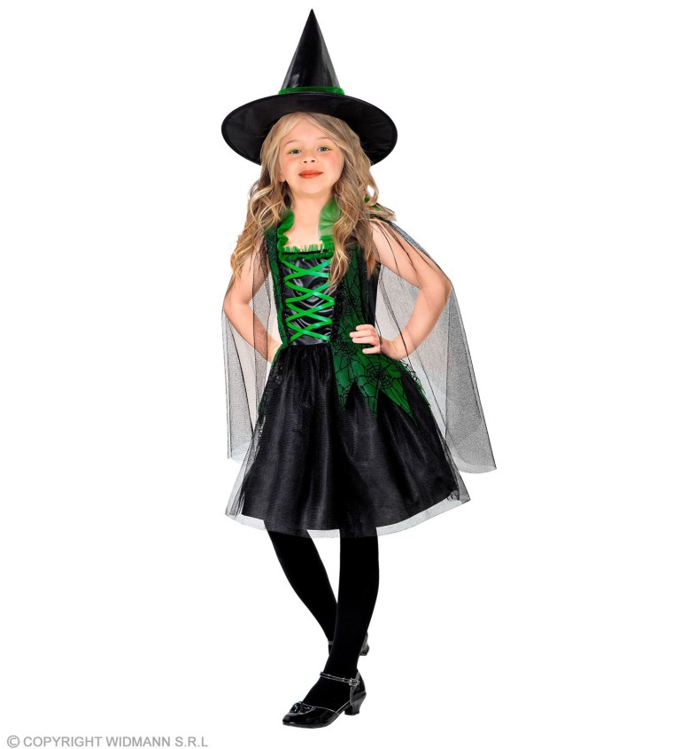 Čarodějnice - dětský kostým (zelený)