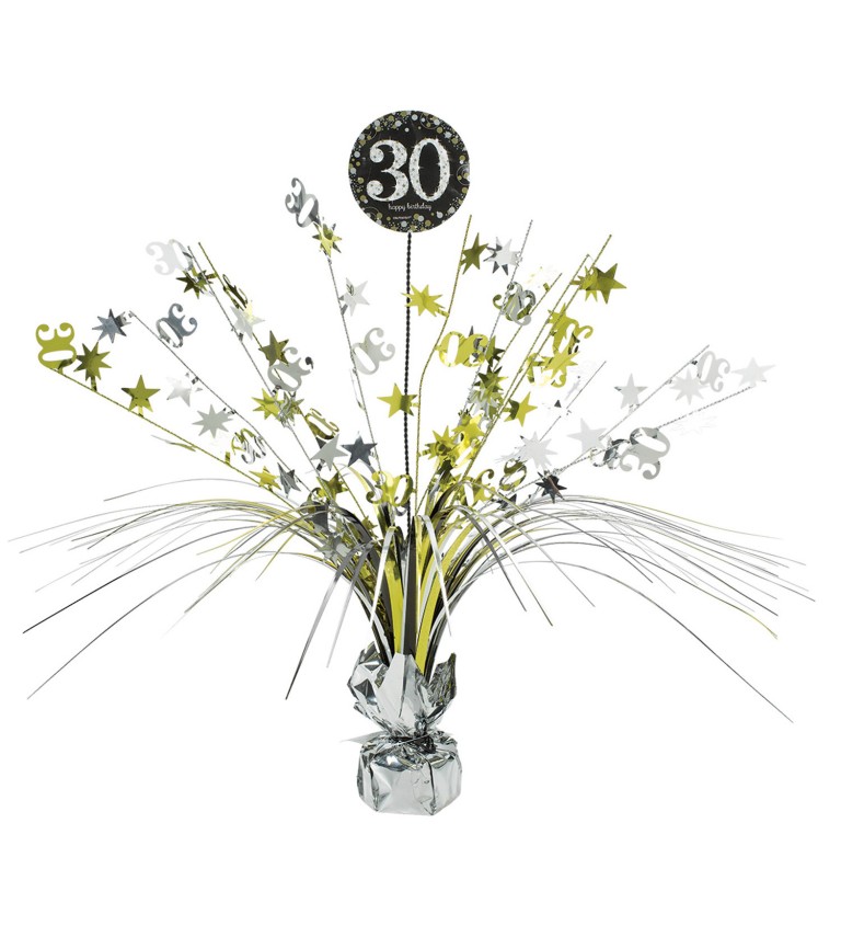 Narozeninová stolní dekorace 30 let - Stříbrná a Zlatá