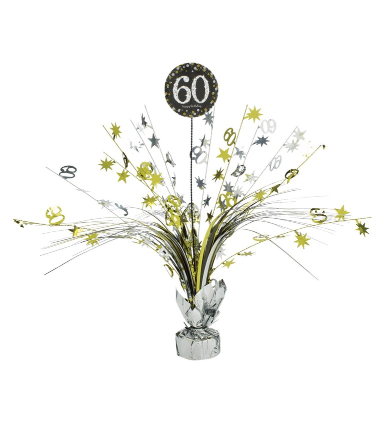 Narozeninová stolní dekorace 60 let - Stříbrná a Zlatá