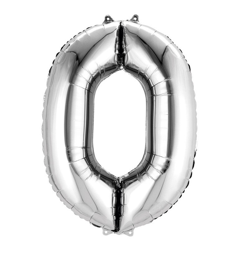 Stříbrný velký fóliový balónek - číslo 0
