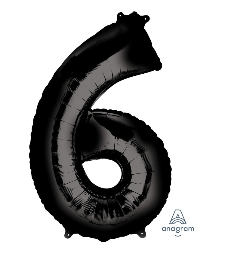 Balónek číslice 6 - Černá