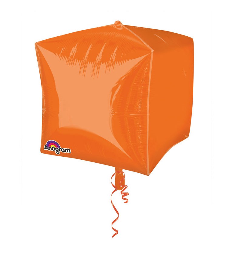 Fóliový balónek ve tvaru kostky - oranžová