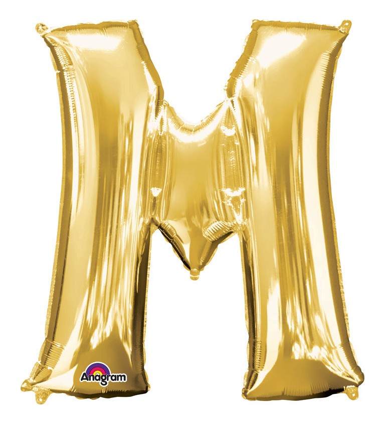 Balónek písmeno M - Zlaté