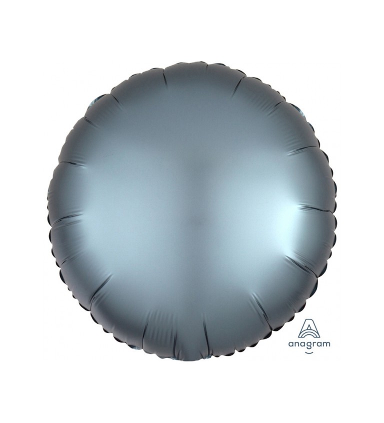 Šedomodrý fóliový balónek - kulatý