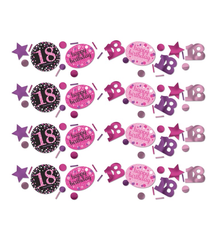 Narozeninové konfety 18 let Růžové
