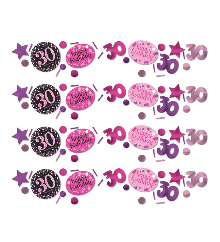 Narozeninové konfety 30 let Růžové