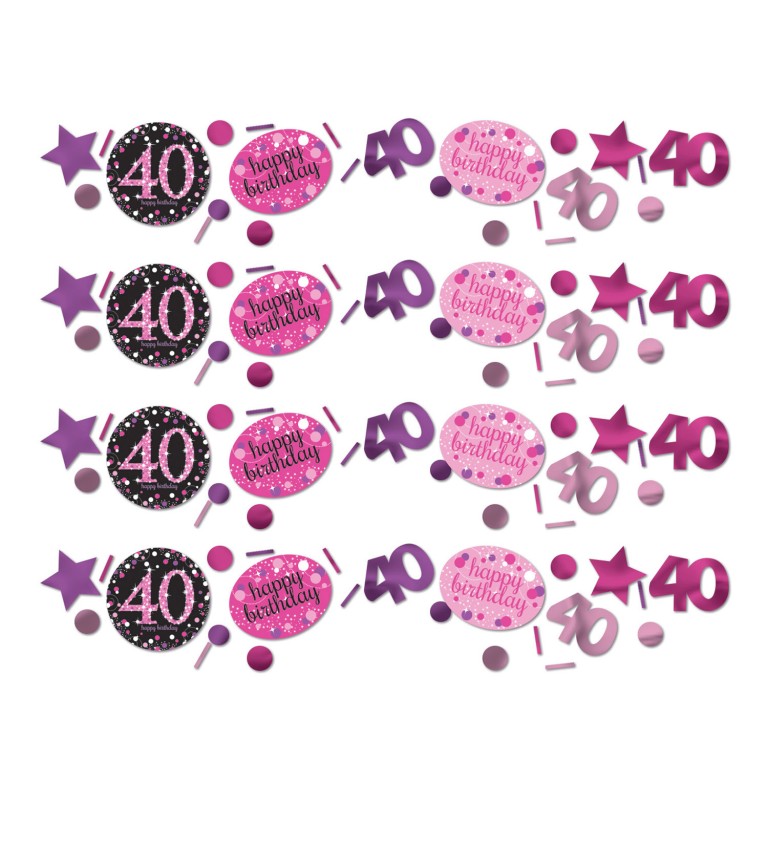 Narozeninové konfety 40 let Růžové