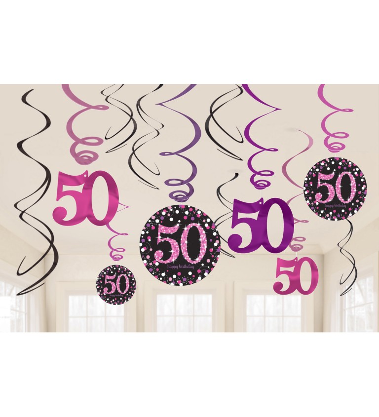 Narozeninová dekorace - 50 let - Růžová