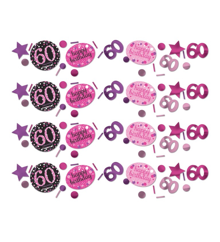 Narozeninové konfety 60 let Růžové