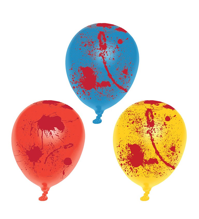 Barevné balónky s krvavými cákanci