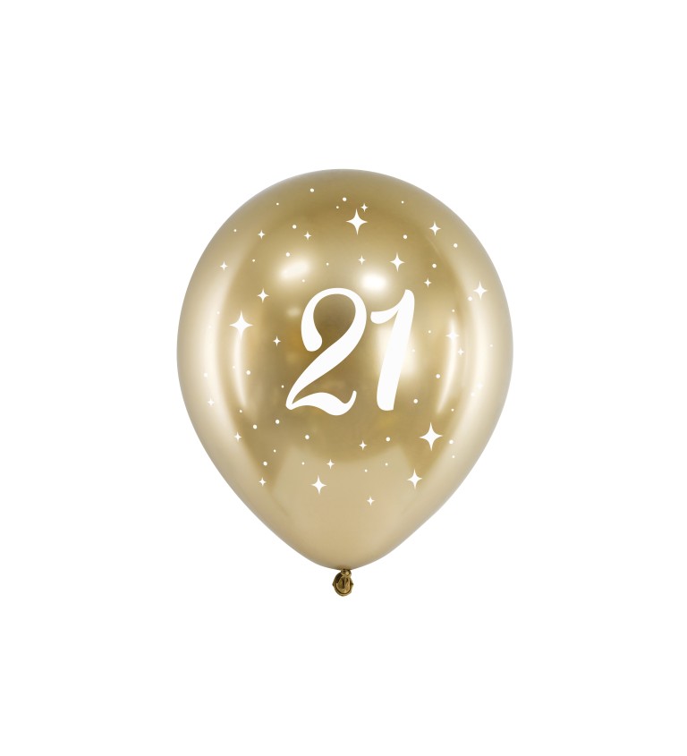 Zlaté lesklé balónky s číslem 21
