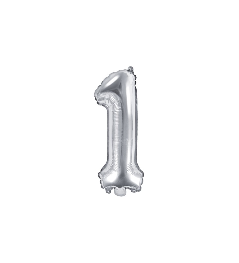 Balónek číslice 1 - stříbrný