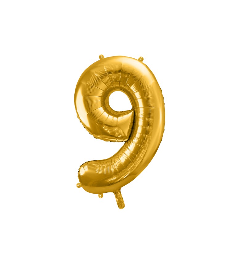 Zlatý balónek číslice 9