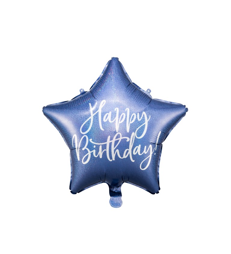 Fóliový balónek Happy Birthday-modrá hvězda