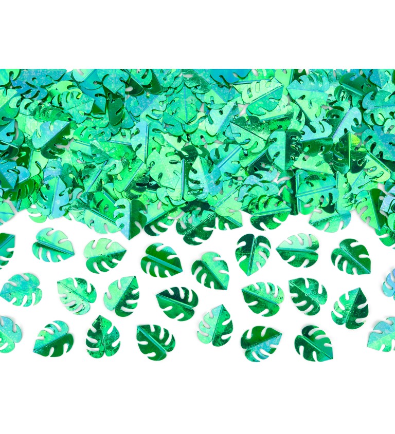 Metalicky zelené konfety - lístečky