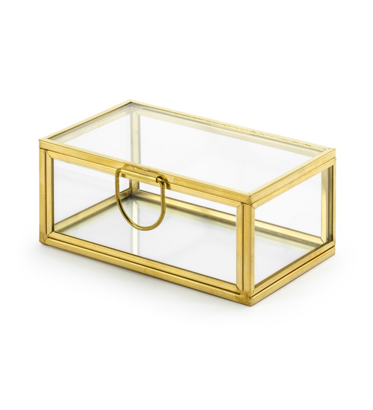 Svatební krabička na prstýnky - zlatá