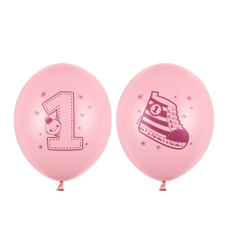 Balónek pastelový - 1. narozeniny - 6 ks