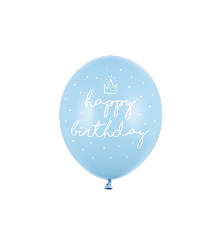 Světle modrý balónek Happy Birthday sada
