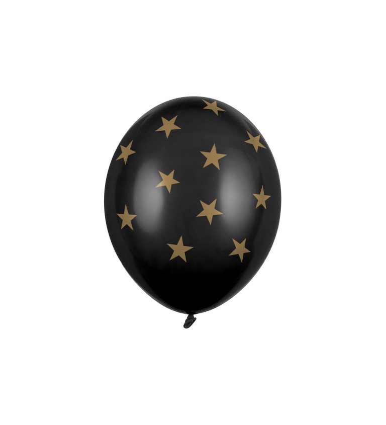 Černé balónky s hvězdami - pastelové