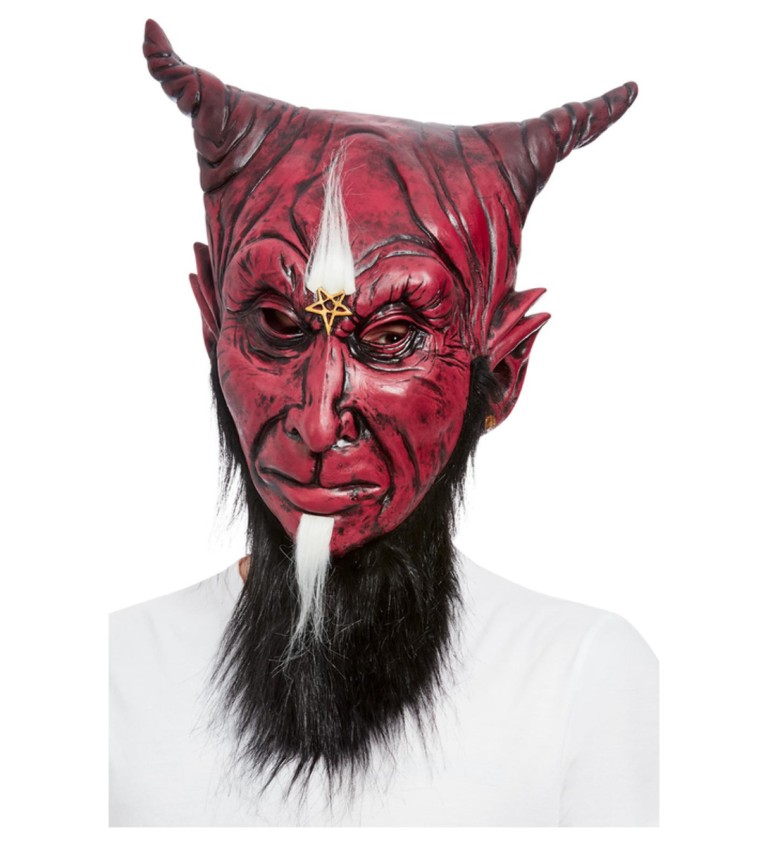 Celohlavová maska Satana s pentagramem