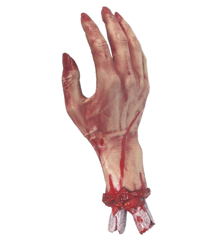 Krvavá ruka s kostí
