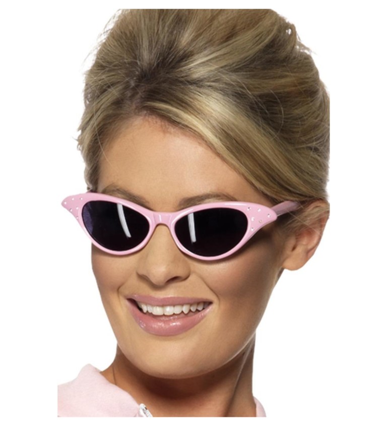 Brýle - retro růžové, styl Pomáda