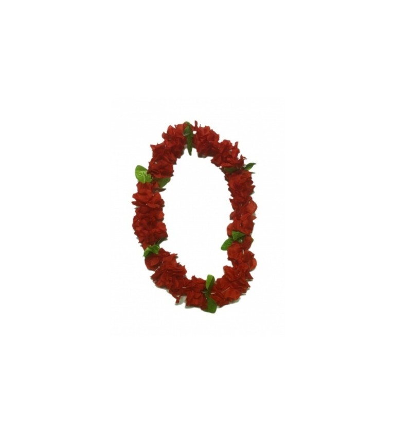 Havajský věnec Oahu Deluxe - barva červená