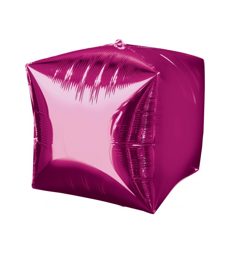 Fóliový balónek ve tvaru kostky - růžová