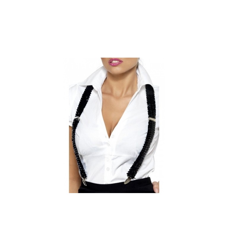 Elastické černé kšandy s flitry