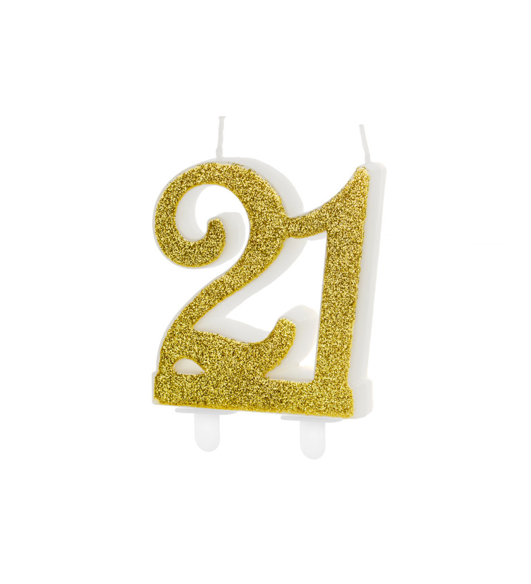 Zlatá svíčka s číslem 21