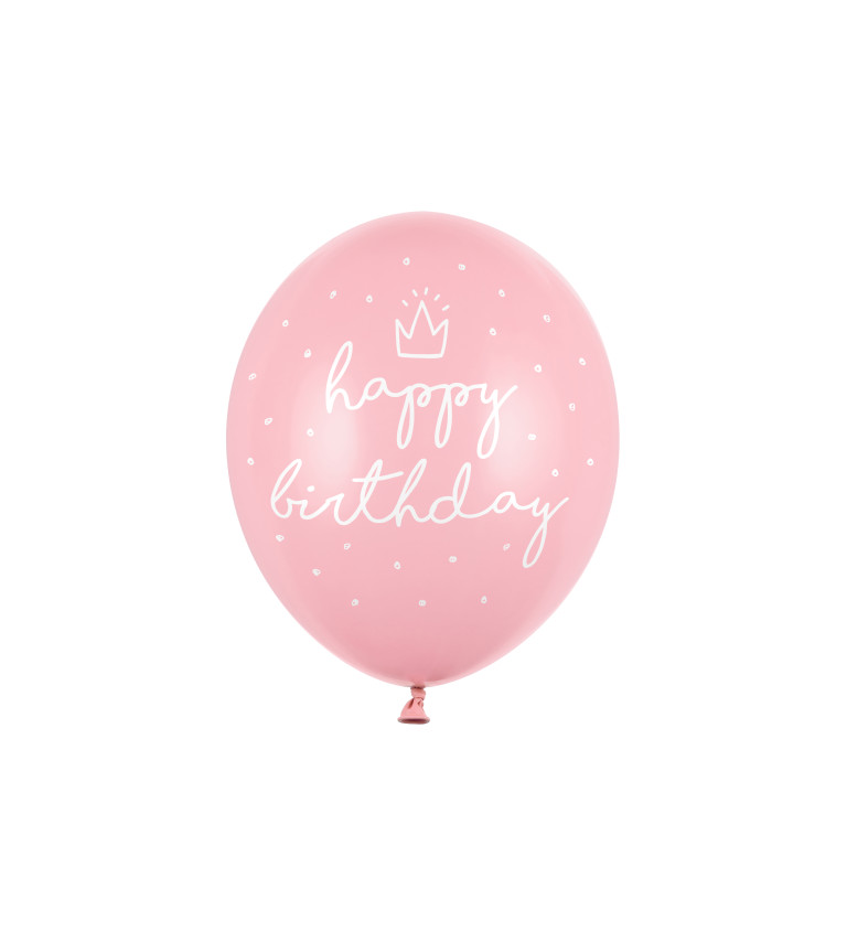 Růžový balonek happy bday
