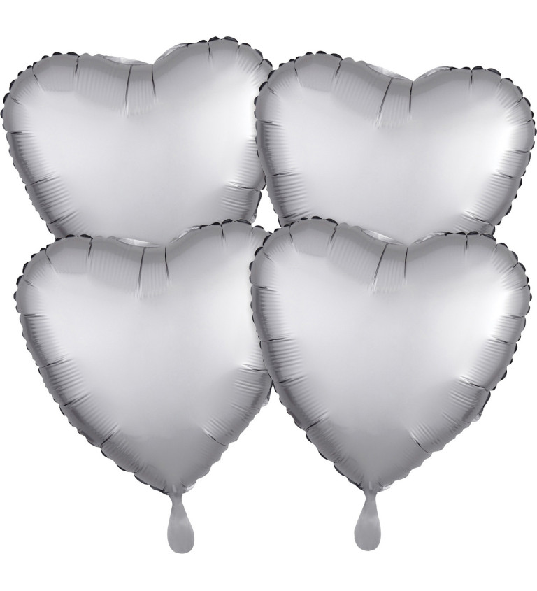 Sada balónků - stříbrné srdce