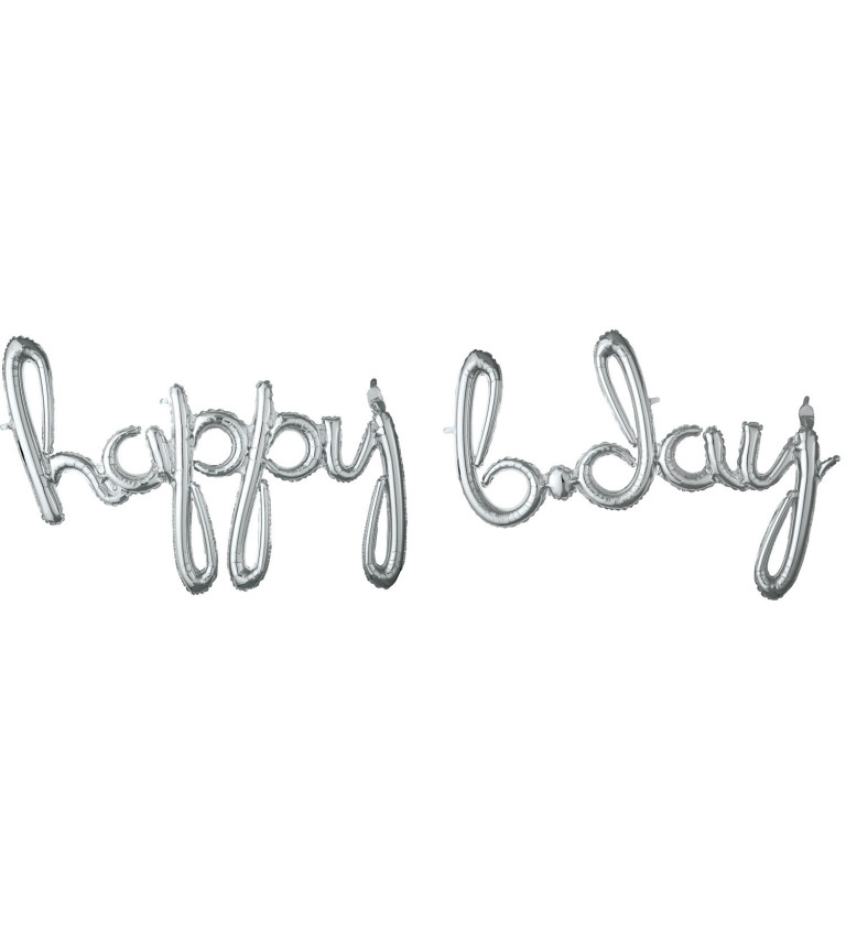 Happy Birthday nadpis - stříbrný