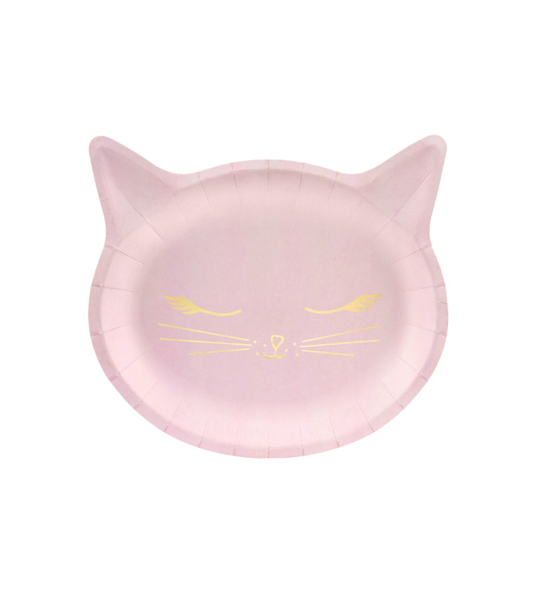 Růžový talíř kočička