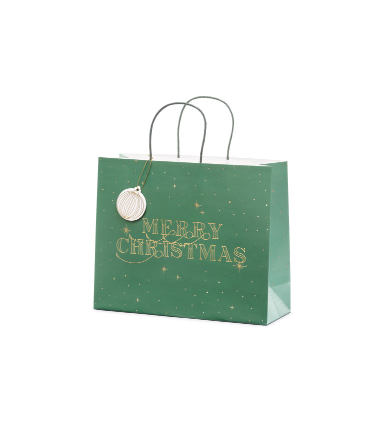 Dárková taška - Merry Christmas, zelená