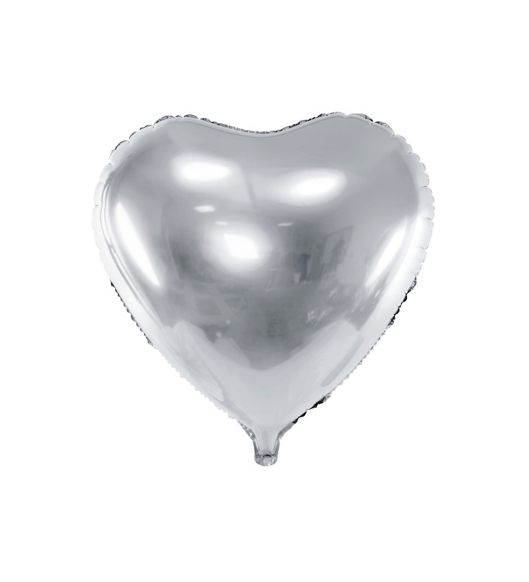 Fóliový balónek srdce - stříbrné