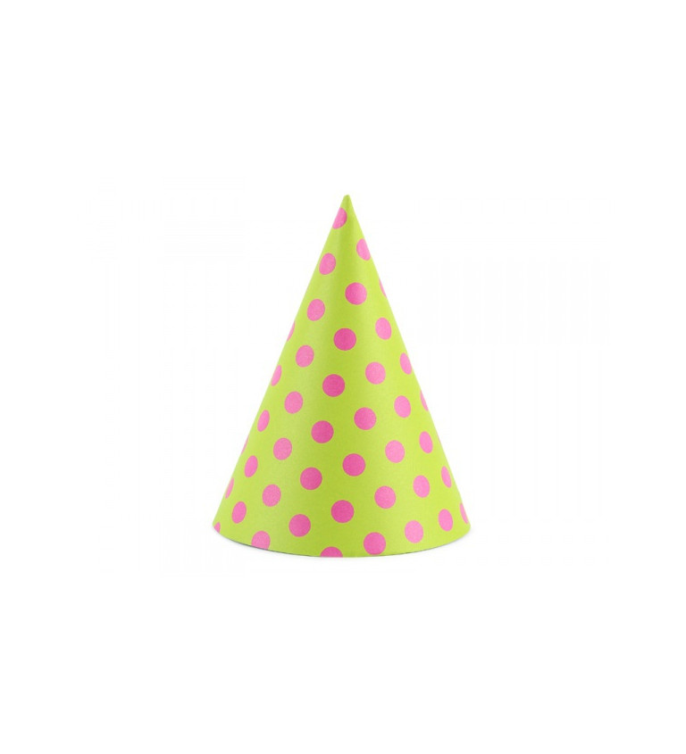 Party čepička - zelená s puntíky
