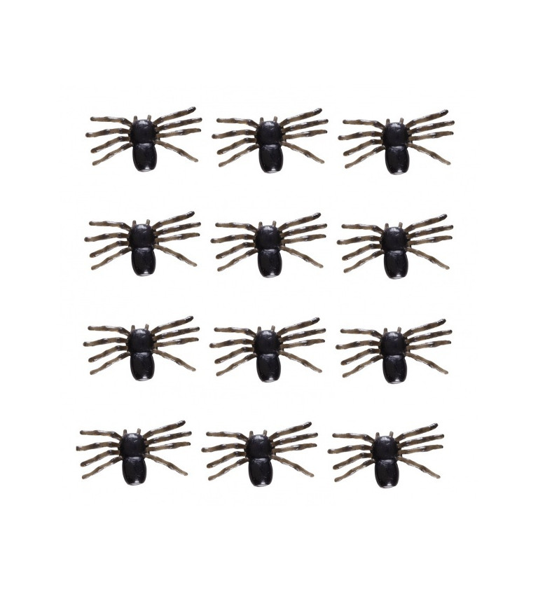 Sada plastových černých pavouků
