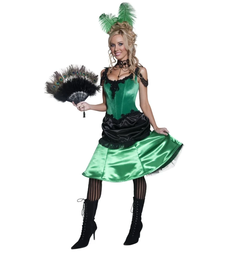 Kostým - Kankánová tanečnice, barva zelená