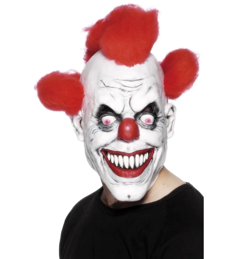 Maska - Strašidelný klaun, barva červená