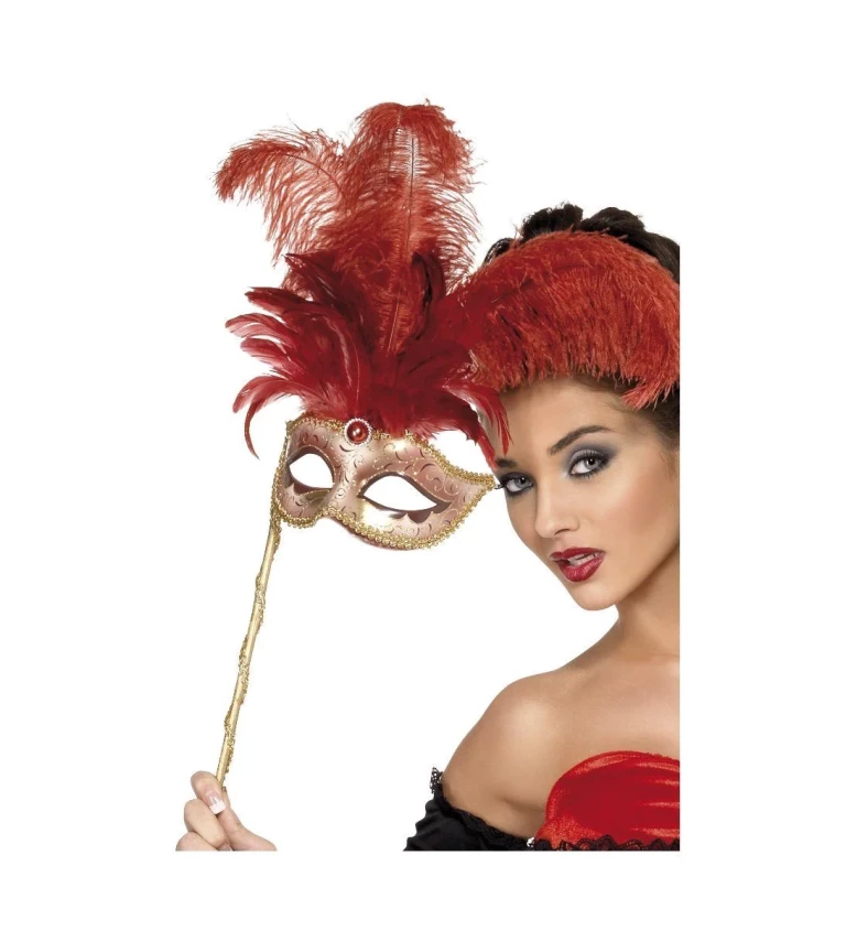 Benátská maska Masquerade Queen - červená