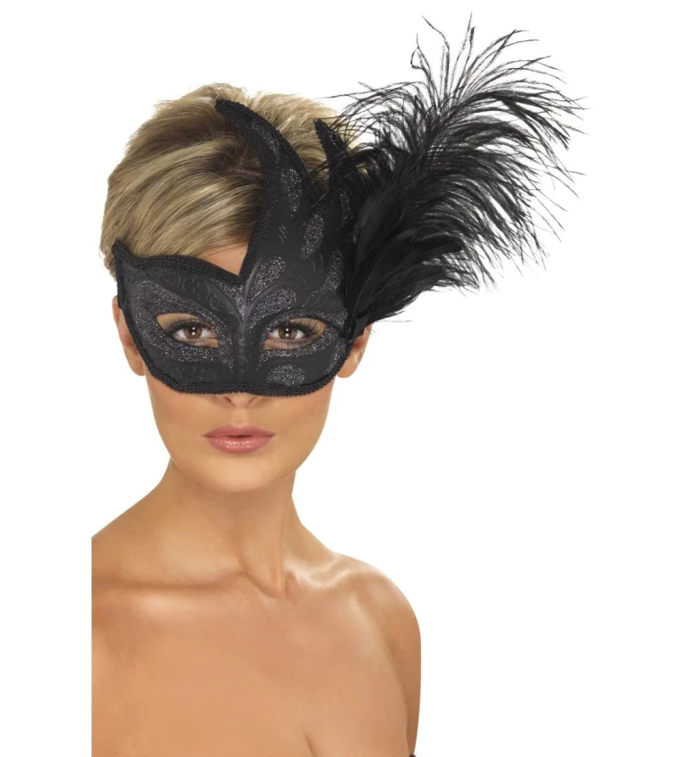 Benátská maska Colombina - černá