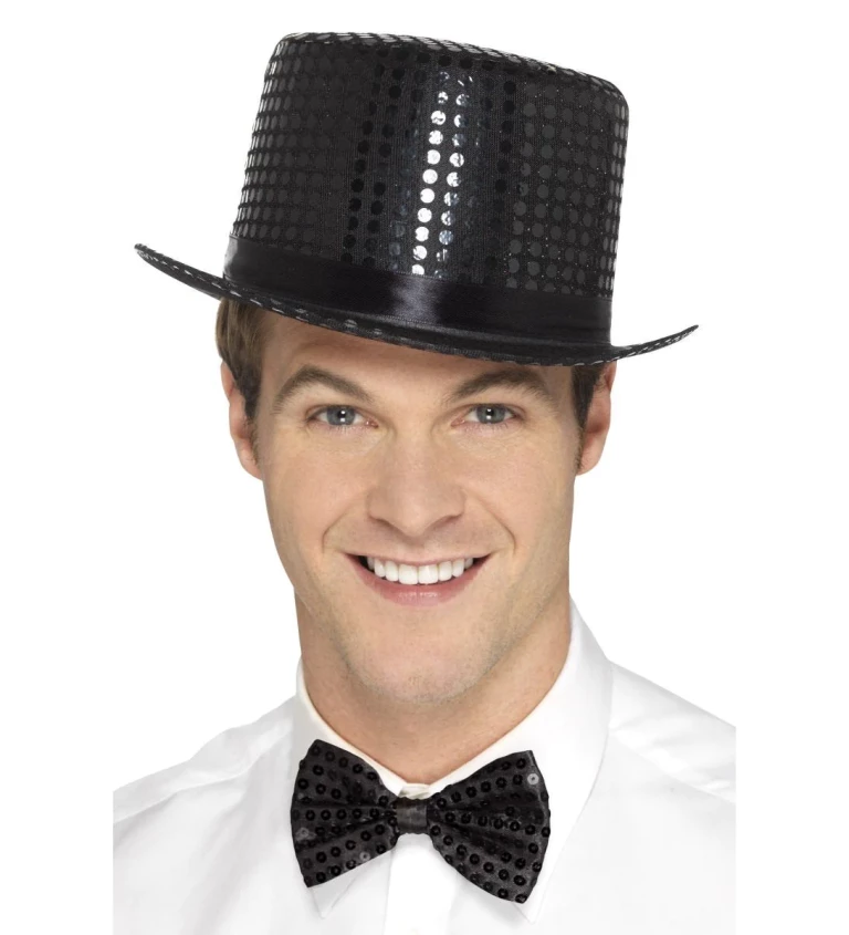 Černý glitter klobouk