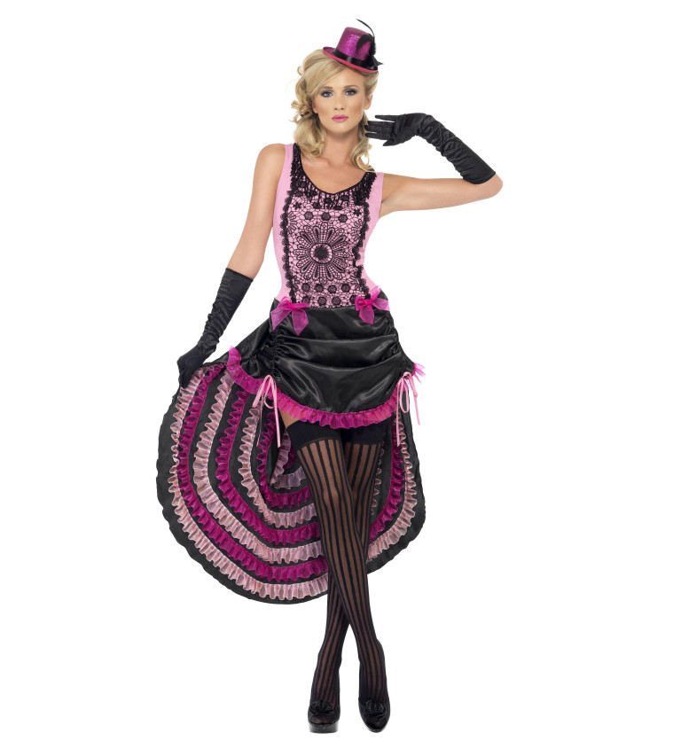 Kostým - tanečnice Burlesque, barva černo růžová