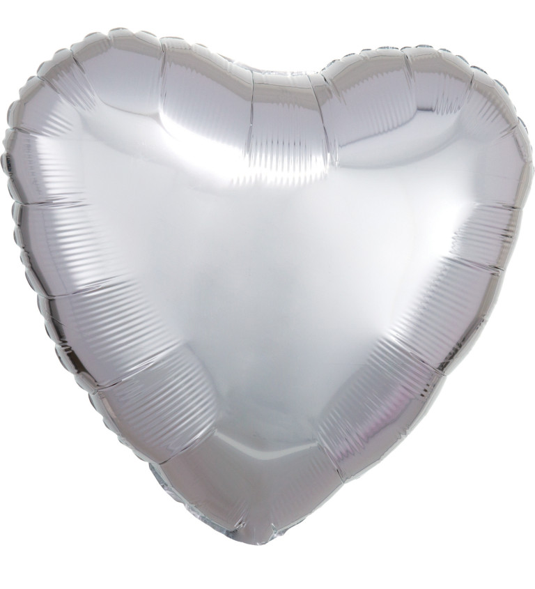 Foliový balonek - stříbrné srdce