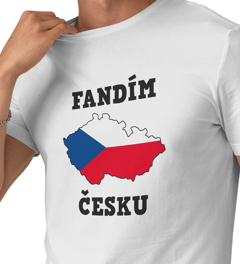 Pánské triko bílé - Fandím Česku