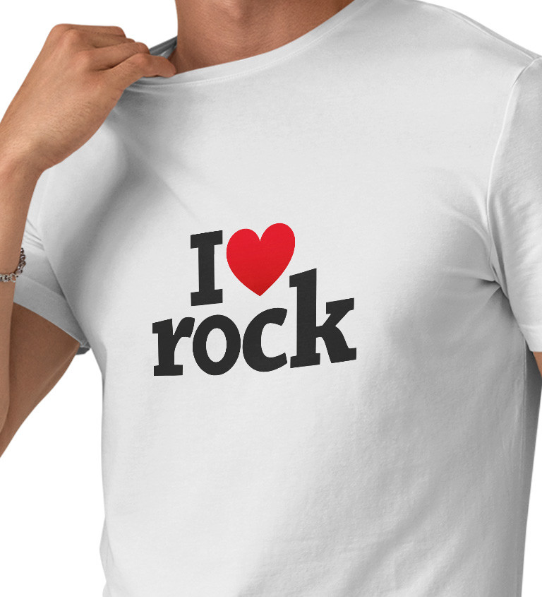 Pánské triko bílé - I love rock
