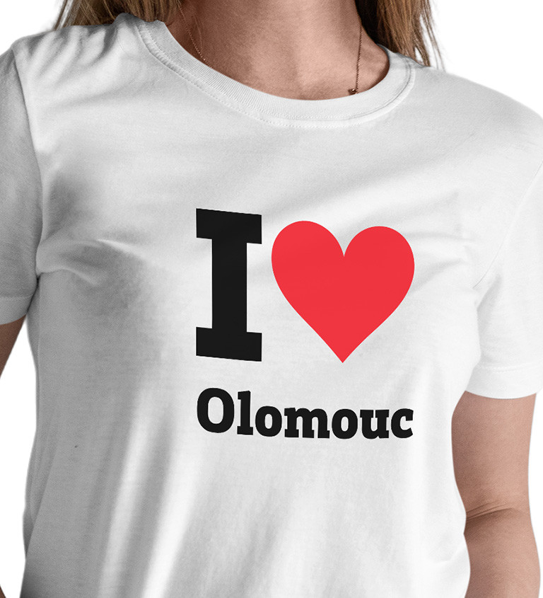 Dámské bílé triko - I love Olomouc