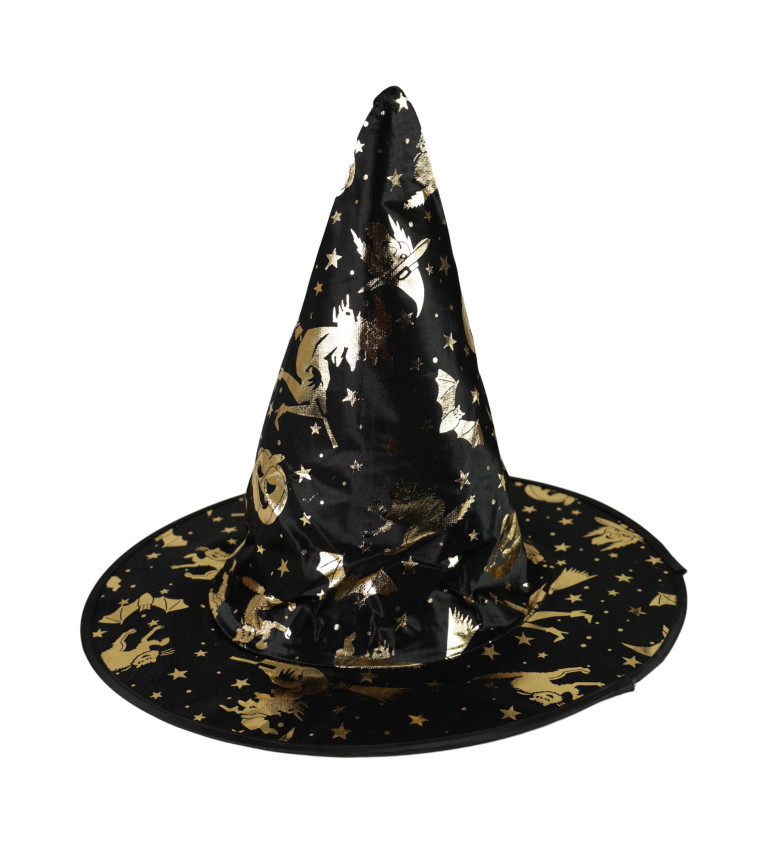 Zlatý dekor čarodějnický klobouk