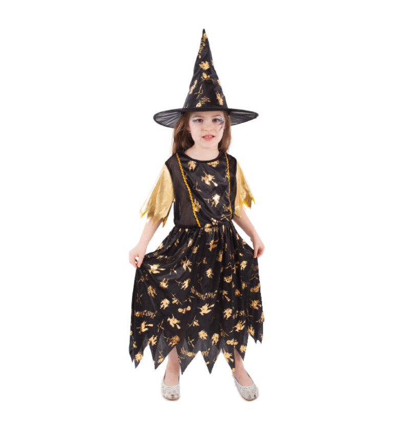 Dětský kostým - set - čarodějnický, zlatý